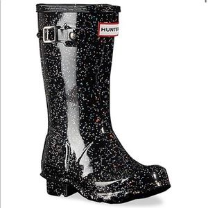 Hunter Glitter Rain Boots: Black Size 13G